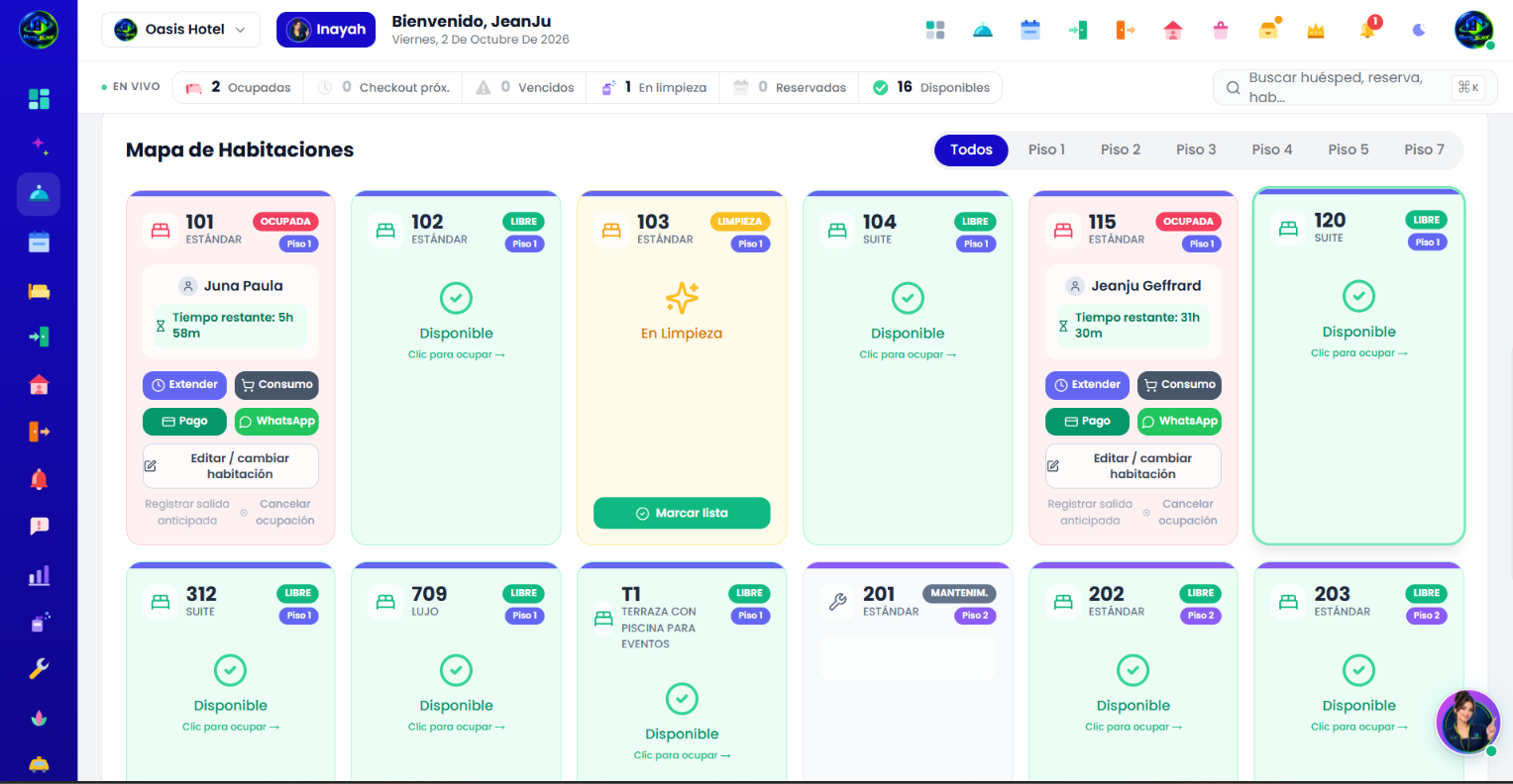 Mapa en vivo de HotelBlinx: el estado de todas las habitaciones